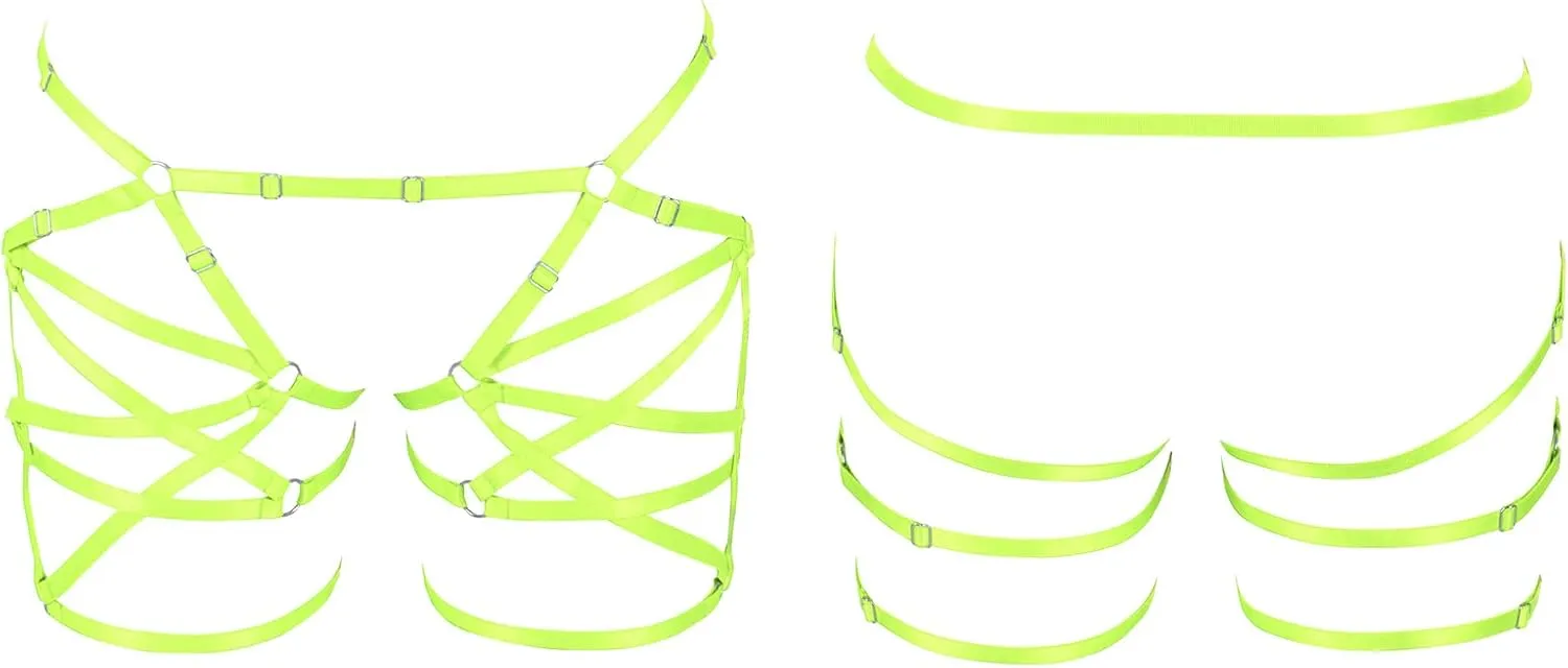Body Harness Pentagram Garter Woman Lingerie cage Punk Gothic Belt Leg Strap Photography Dance Apparel Stretchy Fabric