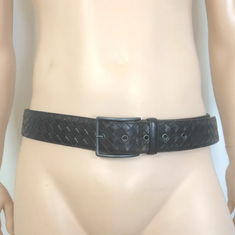 Bottega Veneta Intrecciato Leather Belt Dark Brown Size 95 US 38