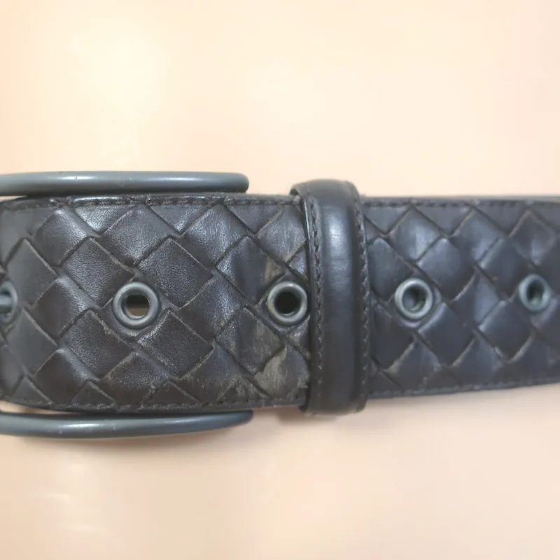 Bottega Veneta Intrecciato Leather Belt Dark Brown Size 95 US 38