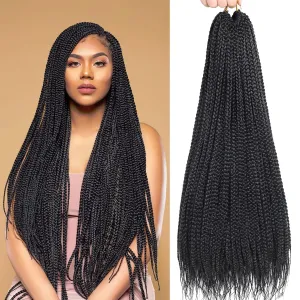 Box Braid Crochet Hair 24 Inch Crochet Braids 144 Strands Crochet Box Braids Pre Looped Crochet Hair Extension for Black Women Knotless Black Color Chicmoi (1B, 24 inch box braids 6 pack)