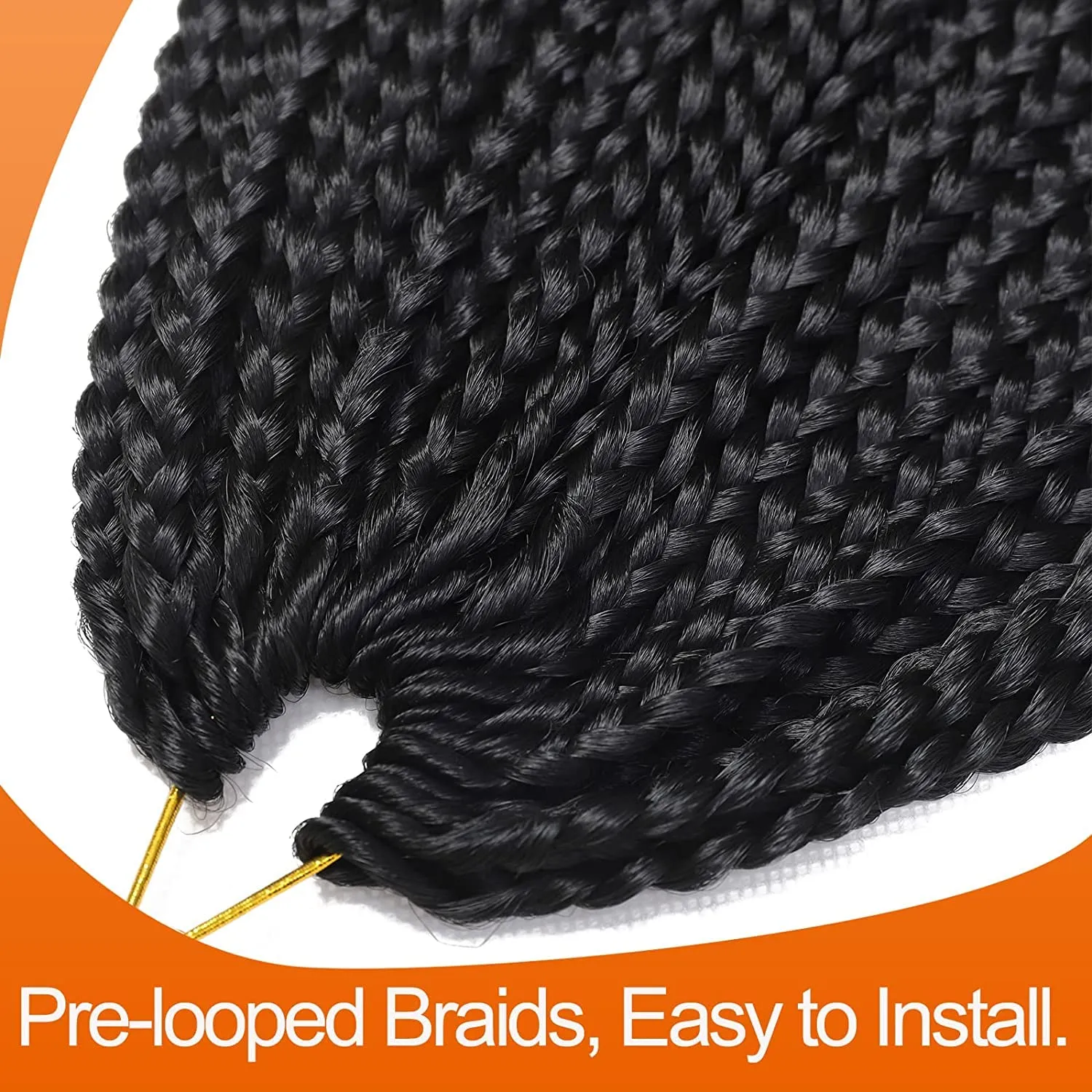 Box Braid Crochet Hair 24 Inch Crochet Braids 144 Strands Crochet Box Braids Pre Looped Crochet Hair Extension for Black Women Knotless Black Color Chicmoi (1B, 24 inch box braids 6 pack)