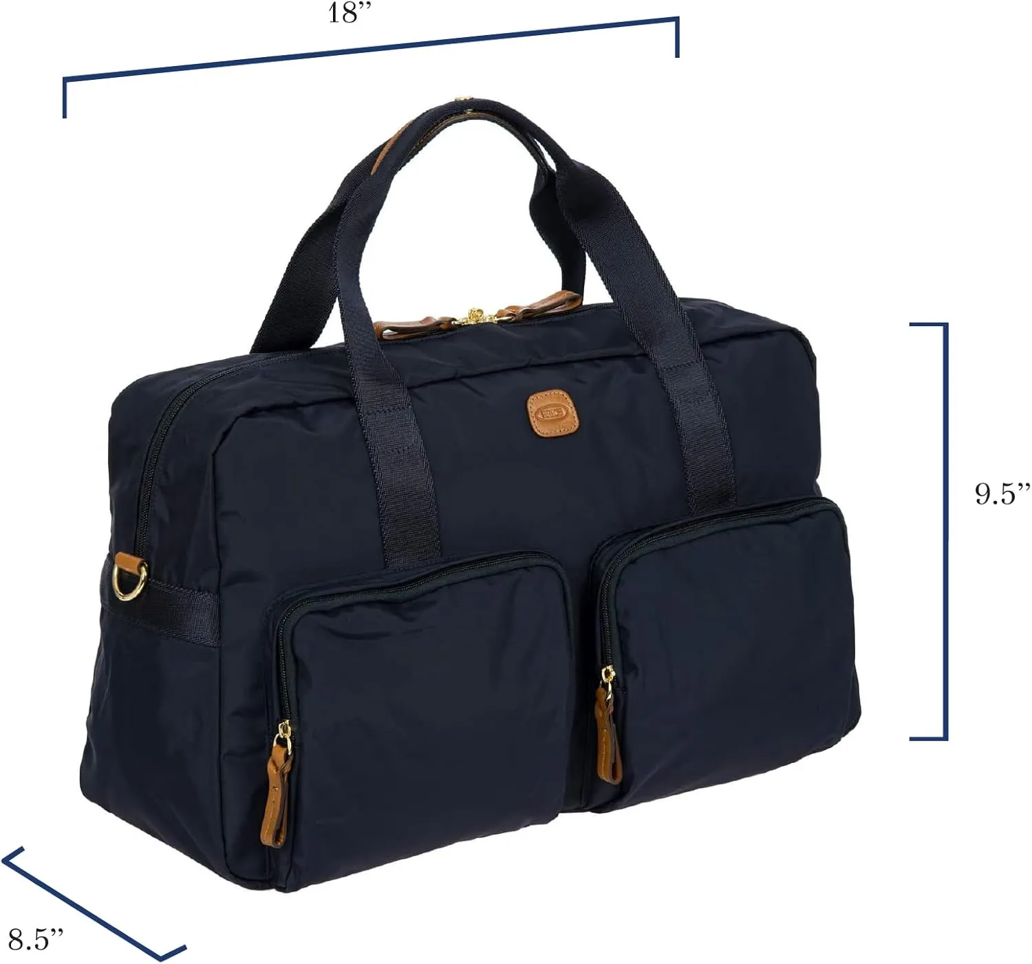 Bric's X-BAG 18-Inch Cargo Duffle Bag - Luxury Travel Bag with Luggage Sleeve - Carry On Bag and Weekender Bag Made from Durable Satin Nylon - Navy