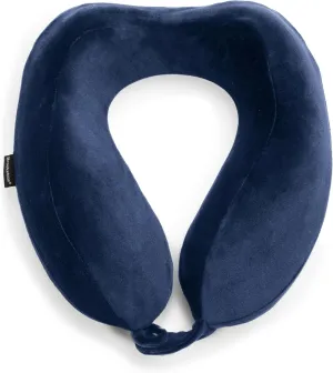 Brookstone Travel Neck Pillow - Lightweight Comfortable Contoured Head and Neck Support Memory Foam - U-Shaped Neck Pillow for Traveling, Blue