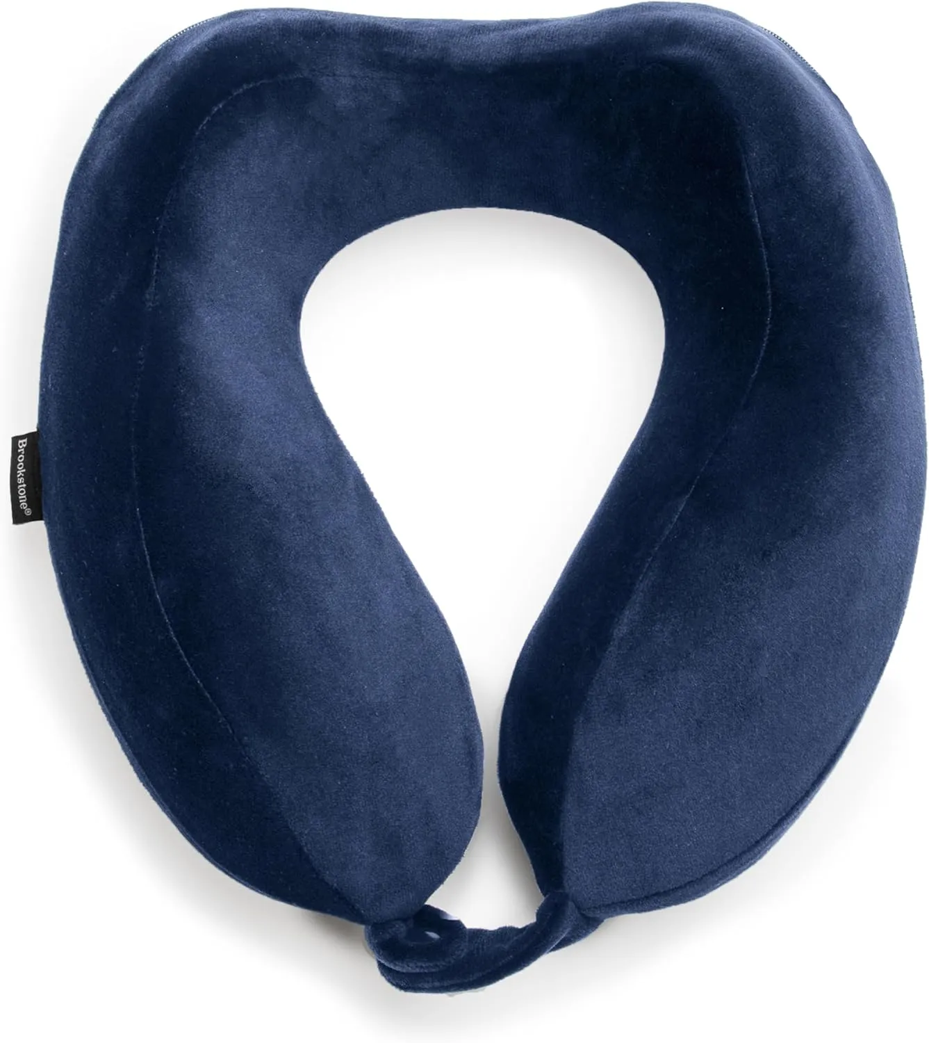 Brookstone Travel Neck Pillow - Lightweight Comfortable Contoured Head and Neck Support Memory Foam - U-Shaped Neck Pillow for Traveling, Blue