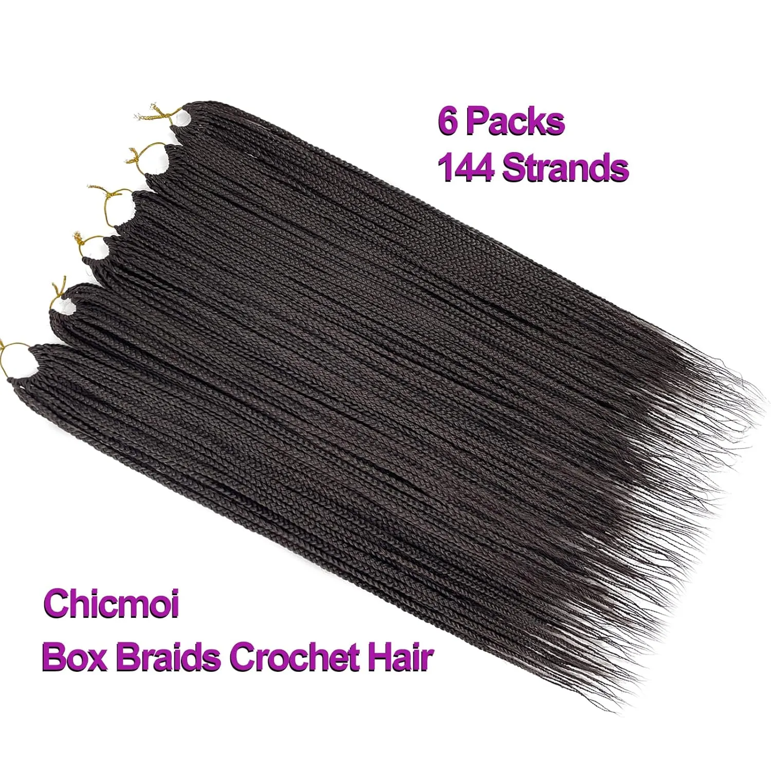 Brown Box Braid Crochet Hair 24 Inch Pre Looped Crochet Braids Color 4 Chocolate Brown Soft Knotless Box Braids Pre-looped Crochet Hair for Black Women (4#, 24 inch 6 pack)