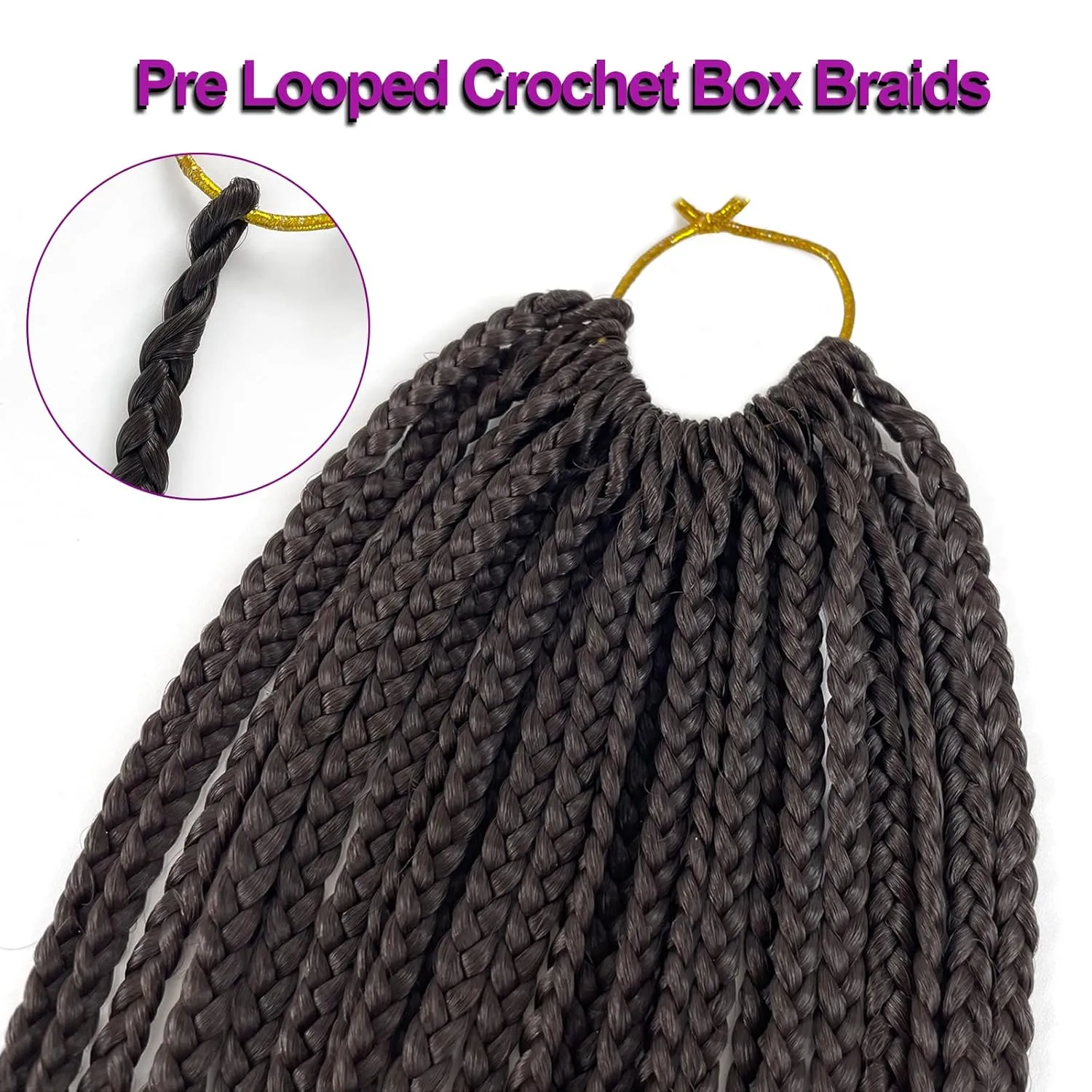 Brown Box Braid Crochet Hair 24 Inch Pre Looped Crochet Braids Color 4 Chocolate Brown Soft Knotless Box Braids Pre-looped Crochet Hair for Black Women (4#, 24 inch 6 pack)