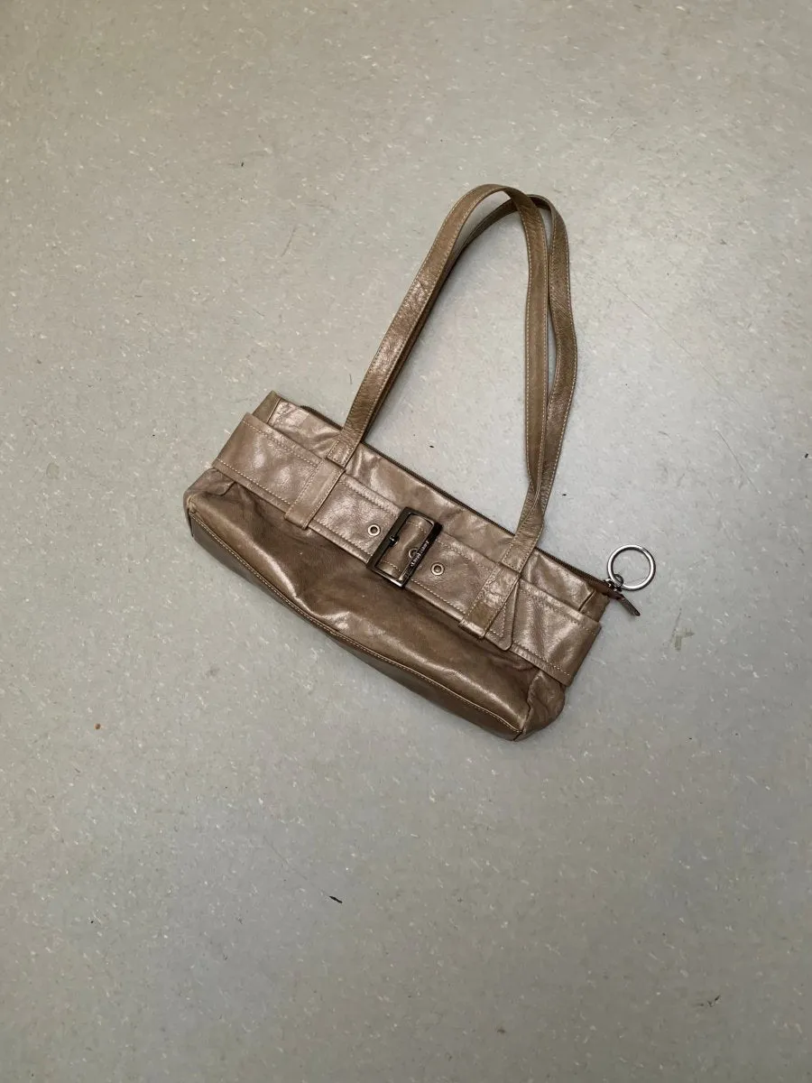 Brown leather shoulder bag