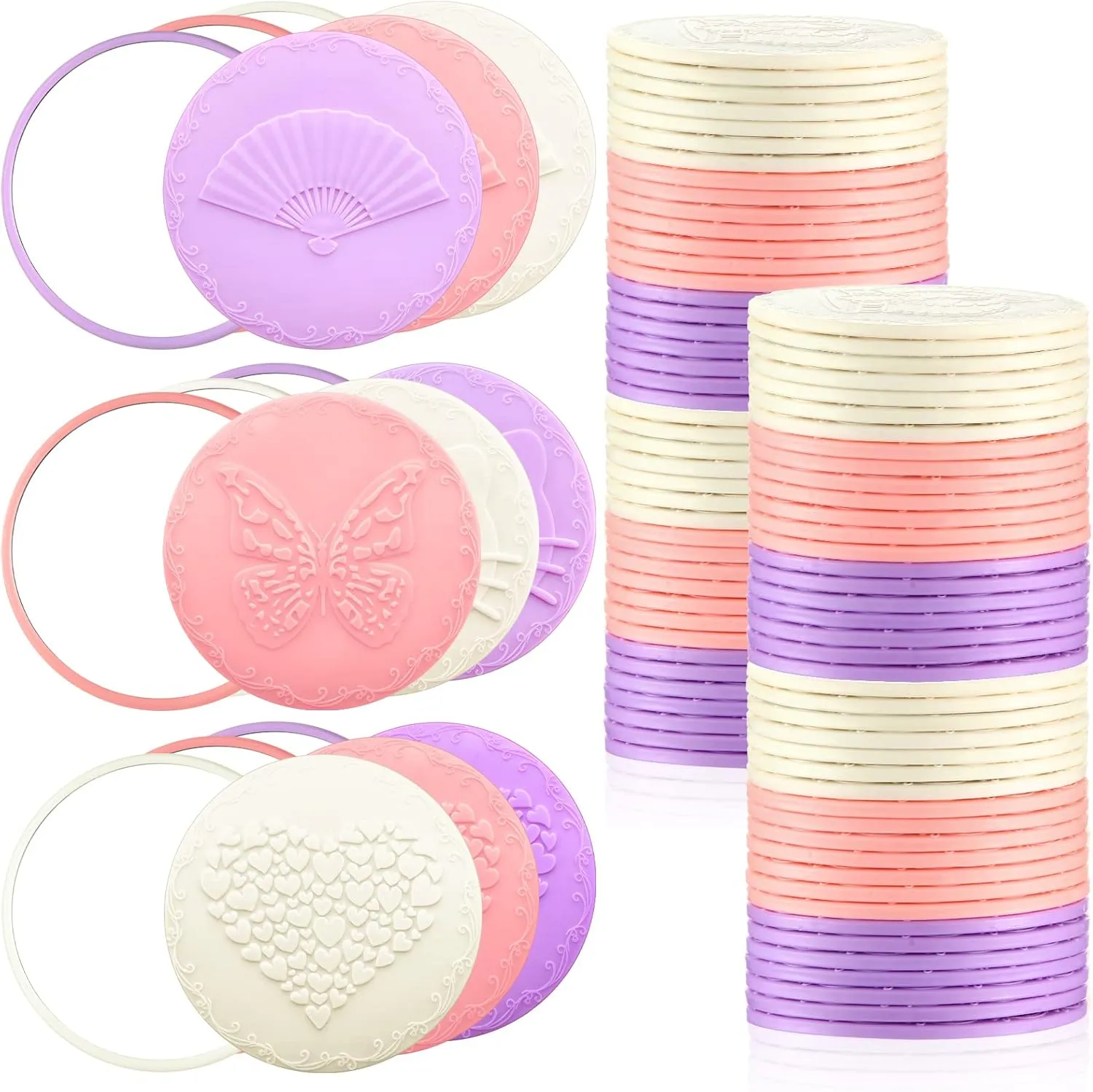 Bucherry 100 Pcs 2.76 Inch 24 Styles Random Pocket Mini Mirror Bulk Portable Round Glass Makeup Purse Small Compact Personal Pocket Mirrors for Women Travel Daily Use Mother‘s Day Gift