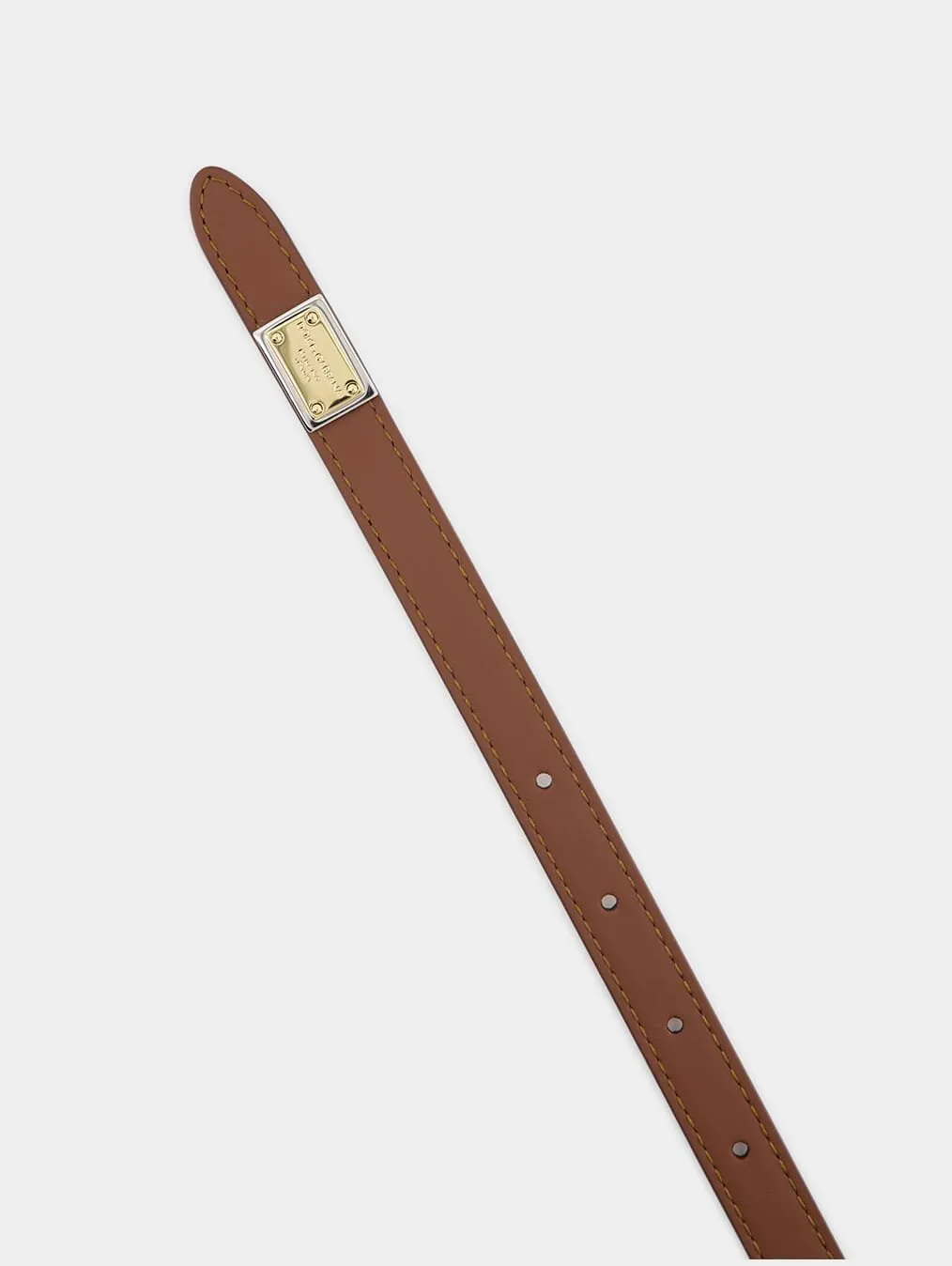Buckled Leather Belt With Logo Tag