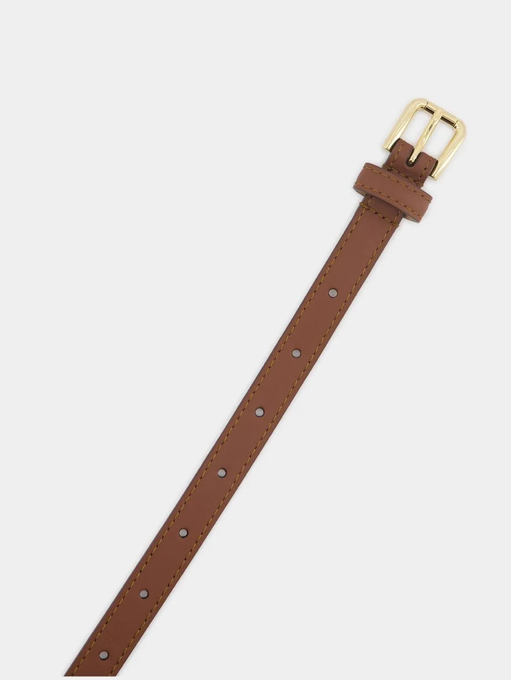 Buckled Leather Belt With Logo Tag