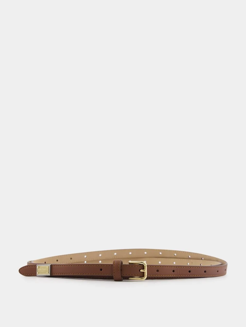 Buckled Leather Belt With Logo Tag