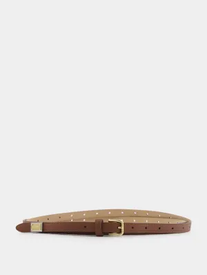 Buckled Leather Belt With Logo Tag