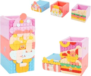 Building Blocks Set,3 in 1 Pen Holder Bricks Toy,Creative Building Blocks Model Gift for Kids and Adults