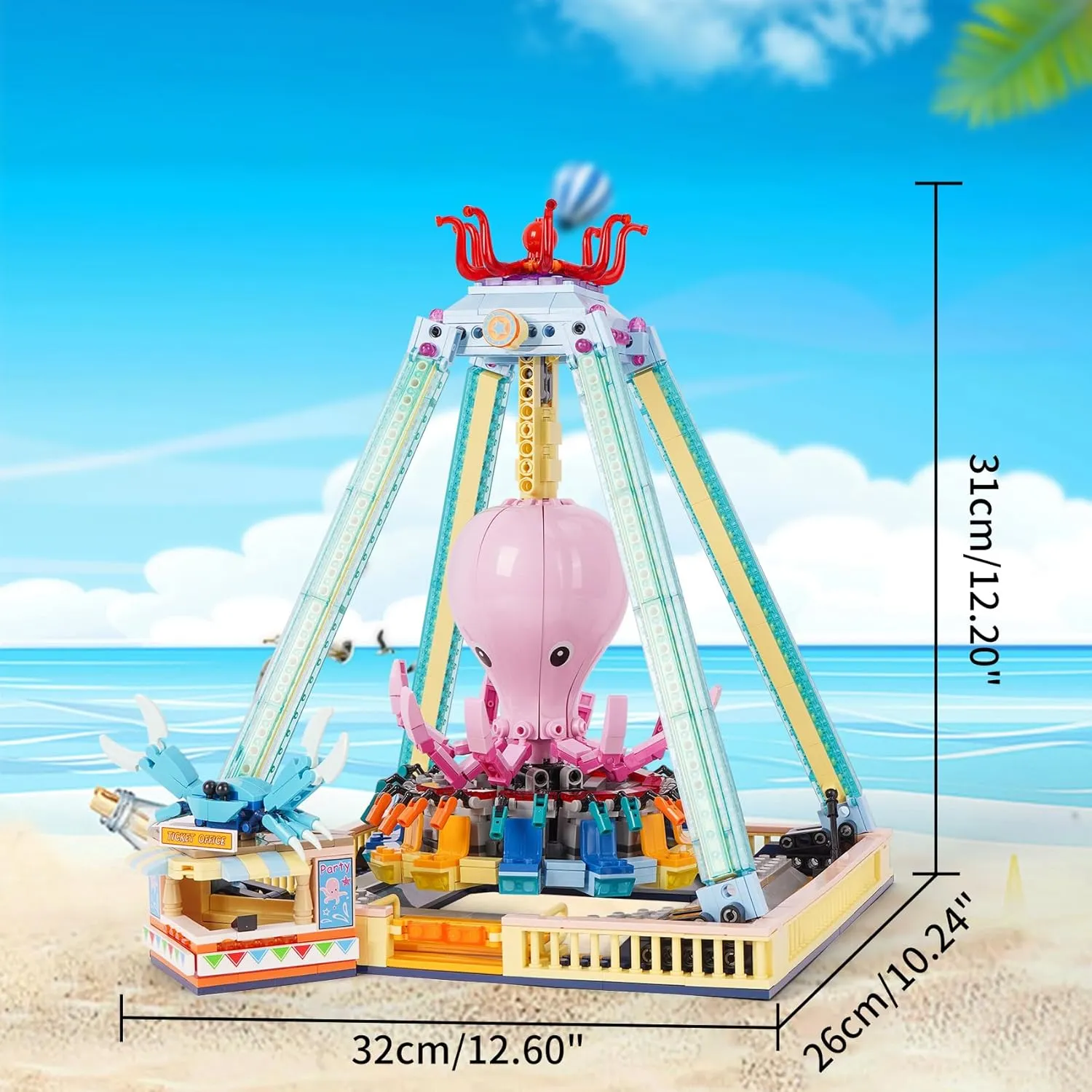 Building Blocks Set,Octopus Swing Amusement Park Building Blocks Toy,Bricks Toy Model Gift for Kids and Adults(1189PCS)