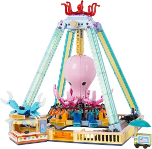 Building Blocks Set,Octopus Swing Amusement Park Building Blocks Toy,Bricks Toy Model Gift for Kids and Adults(1189PCS)