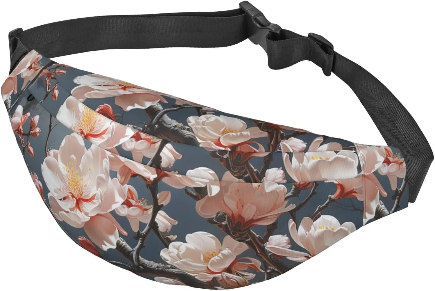 Bumbag Fanny Pack for Women Men Waist Pack Fashion Bum Bag Two Rabbits in Garland Waist Bag for Sport Hiking Travel, Flowers on the Branches, One Size