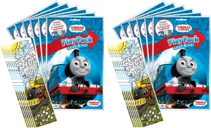 Bundle of 12 Thomas the Tank Engine Grab & Go Play Packs and 12 KaleidoQuest 'Chugga Chugga Choo Choo' Train-Themed Colorable Bookmarks