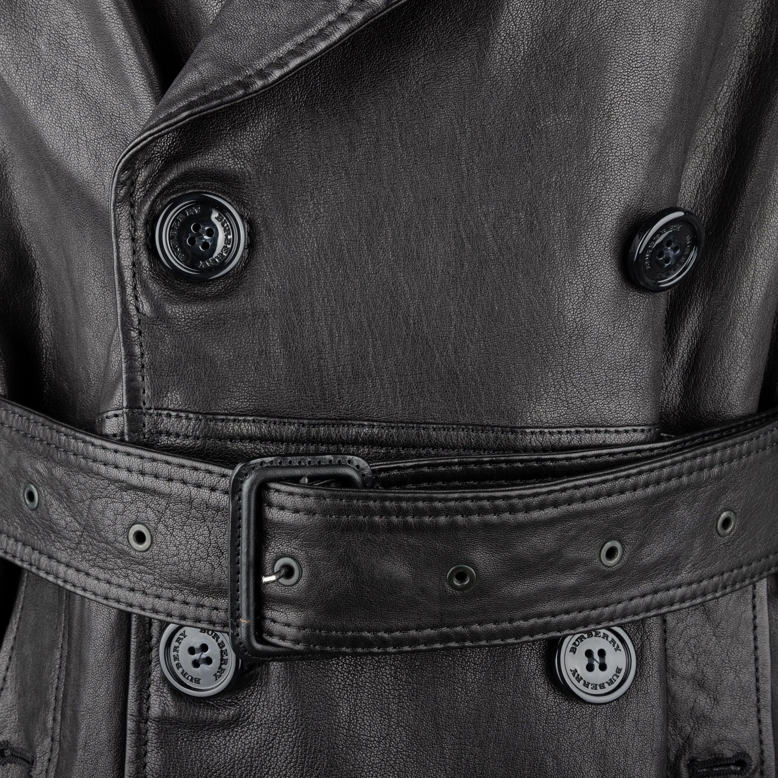 Burberry Lambskin Leather Trench Coat - '00s
