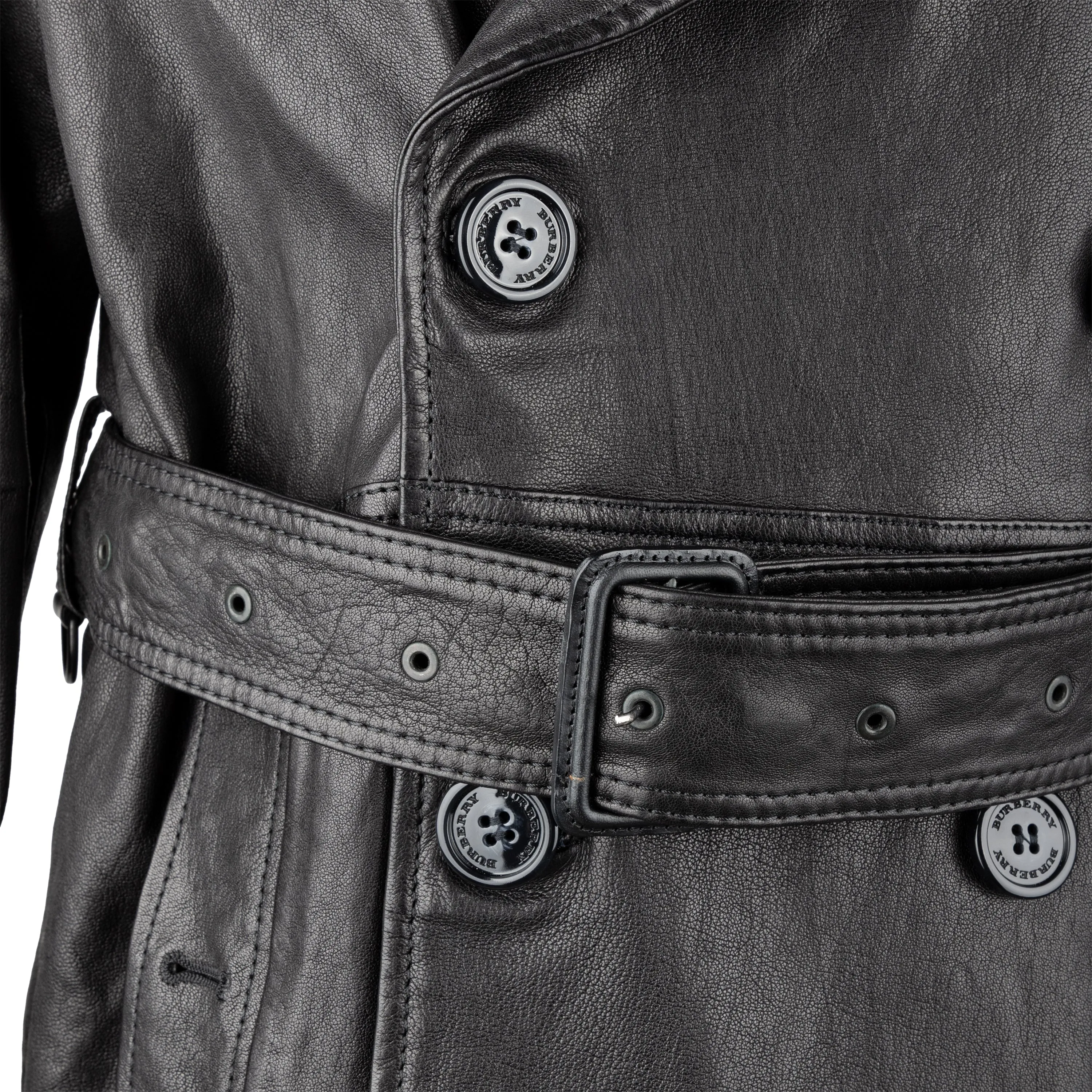Burberry Lambskin Leather Trench Coat - '00s