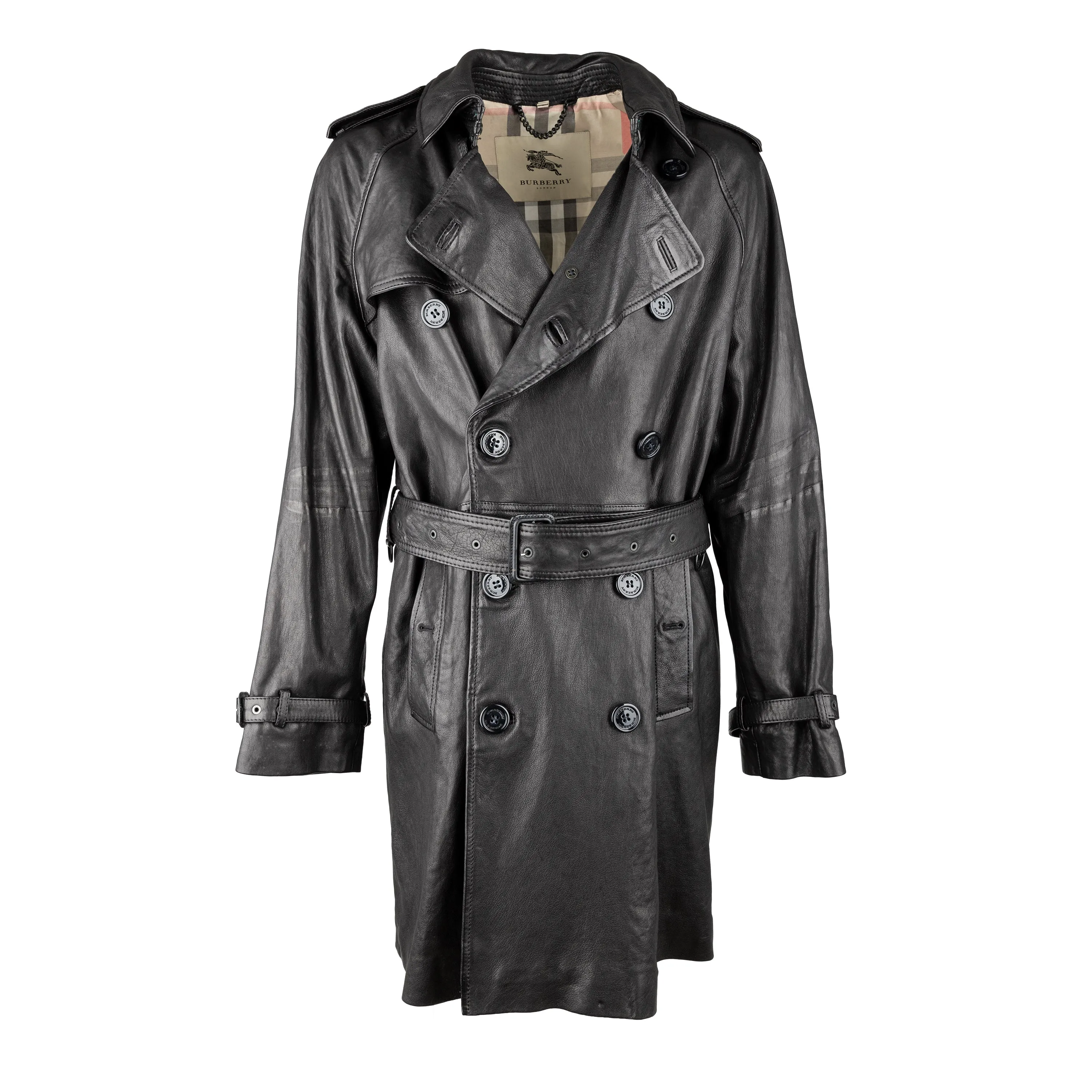 Burberry Lambskin Leather Trench Coat - '00s