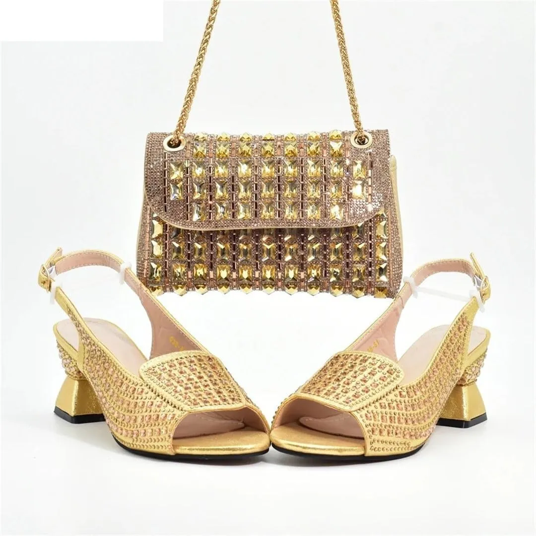 Butterfly Knot Crystal Pumps Purse Nigerian Ladies Italian Party Set