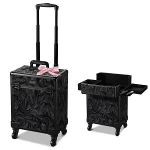 BYOOTIQUE Rolling Makeup Train Case on Wheels Cosmetology Organizer Box Professional Aluminum Cosmetic Trolley Travel Suitcase for Salon Barber Hairstylist Artist,CoyoteButtes Shadows