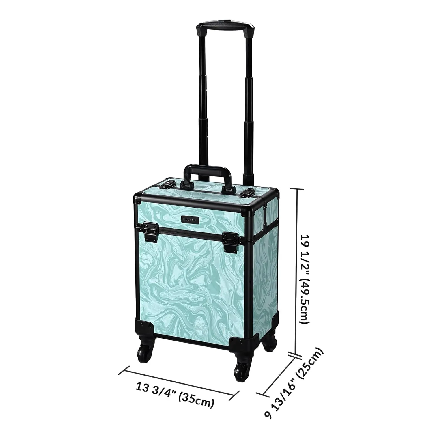 BYOOTIQUE Rolling Makeup Train Case on Wheels Cosmetology Organizer Box Professional Aluminum Cosmetic Trolley Travel Suitcase for Salon Barber Hairstylist Artist,CoyoteButtes Vitality