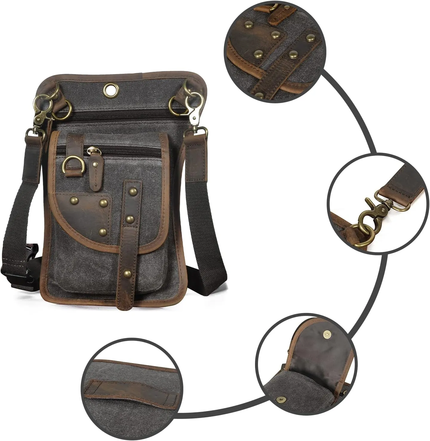 Canvas   Leather Motorcycle Travel Fanny Waist Pack Drop Thigh Leg Bag Pouch For Men Women FB2141