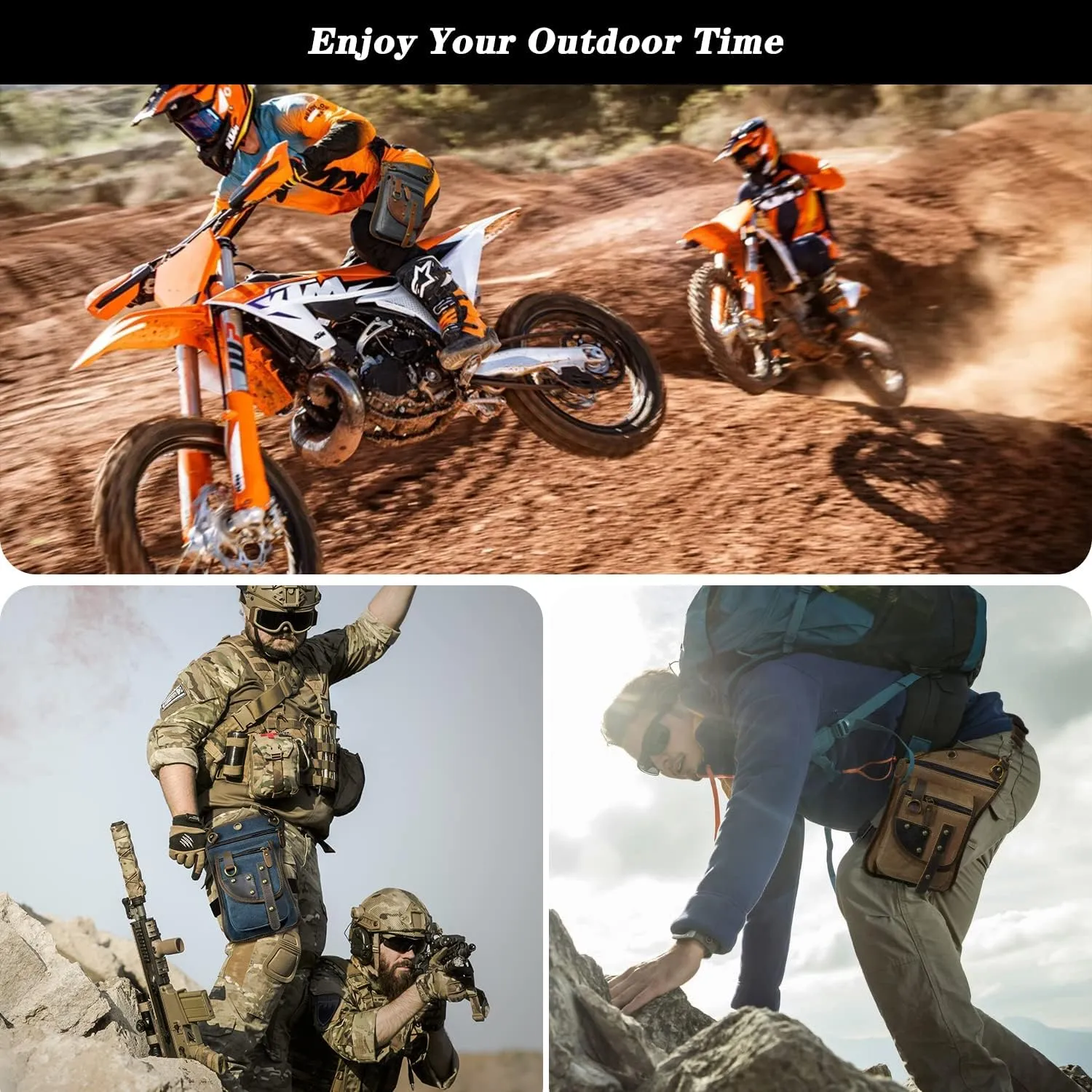 Canvas   Leather Motorcycle Travel Fanny Waist Pack Drop Thigh Leg Bag Pouch For Men Women FB2141