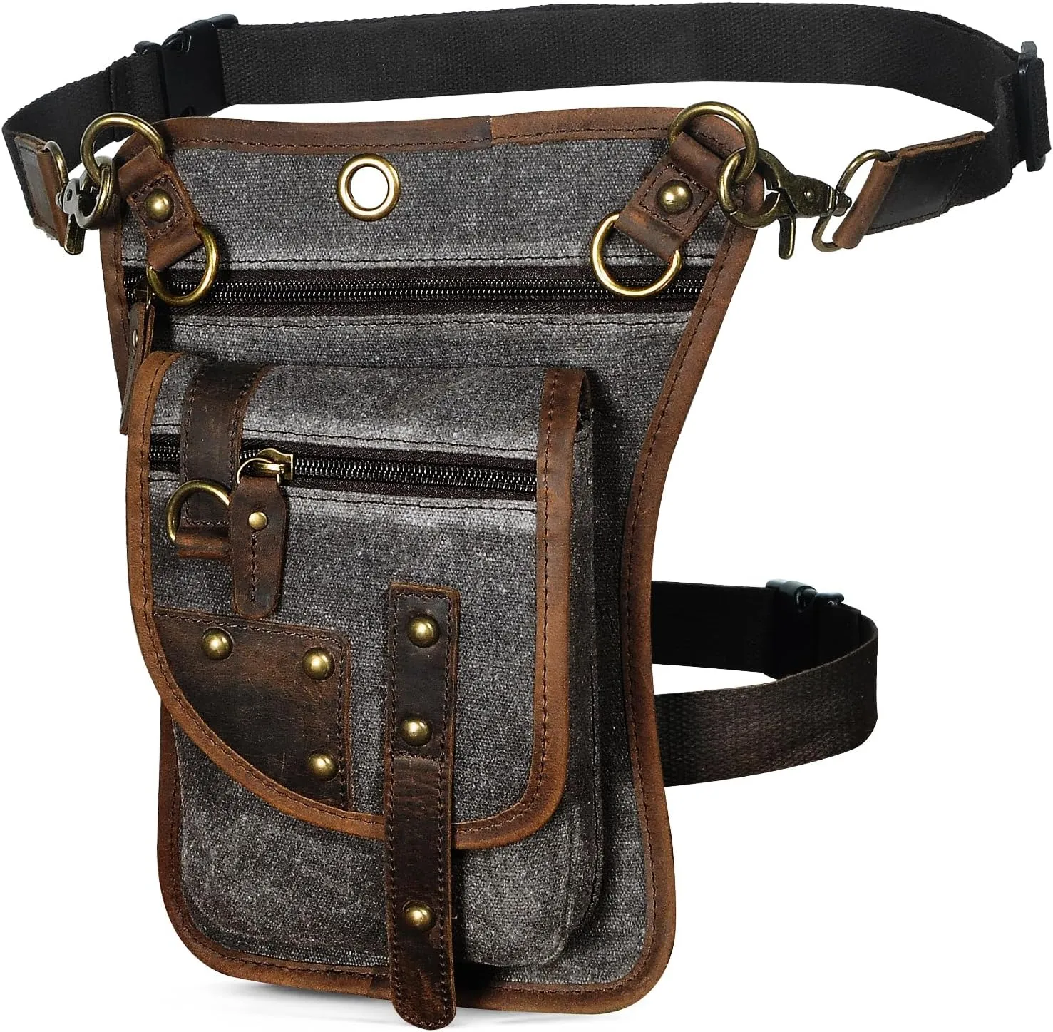 Canvas   Leather Motorcycle Travel Fanny Waist Pack Drop Thigh Leg Bag Pouch For Men Women FB2141