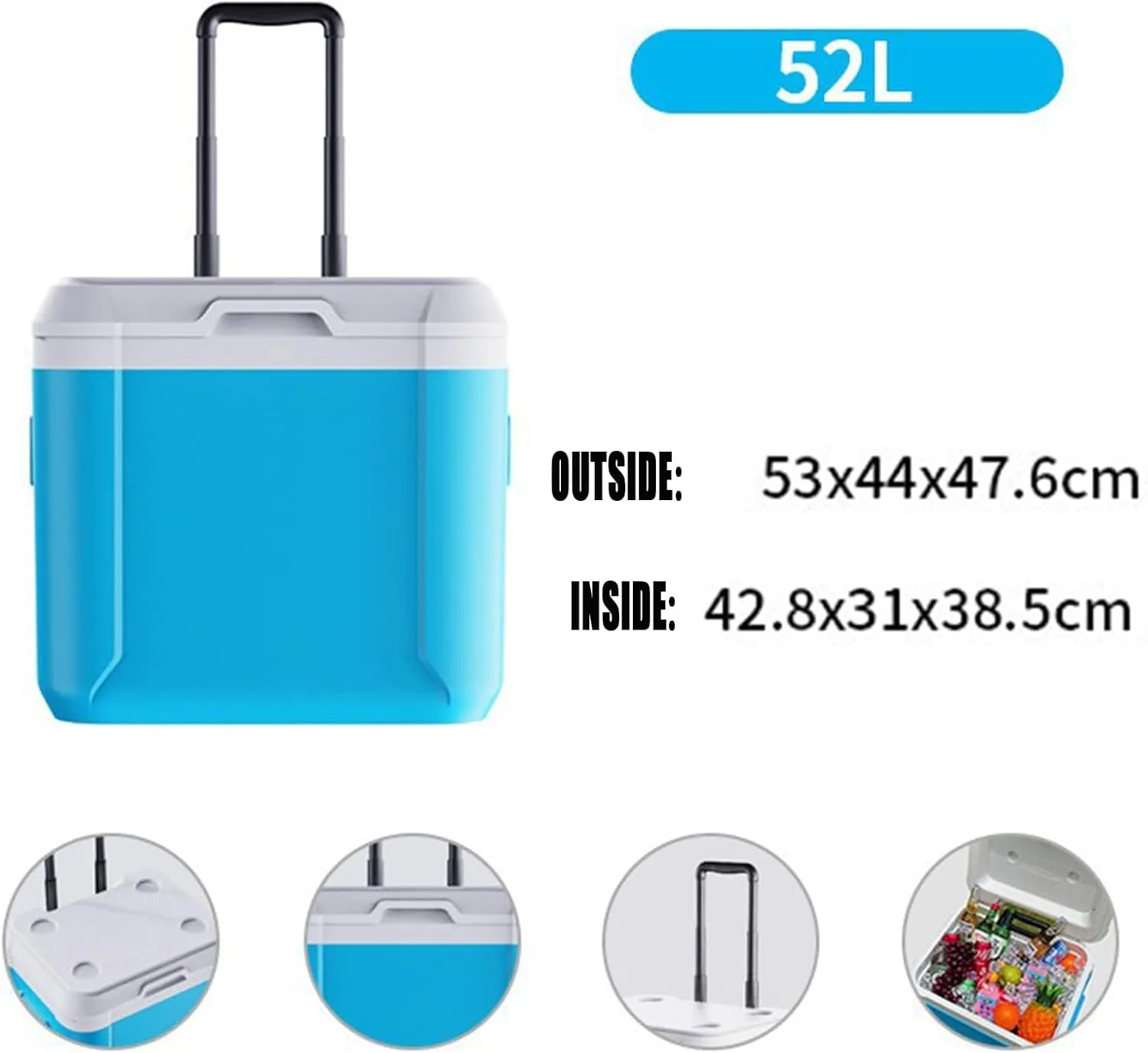 Car Camping Coolers for Toyota Avalon/RAV4/Camry/Prius/4 Runner, Leak Proof Cooler, Portable Lightweight Ice Chest Box, Compartments Waterproof Insulated Bag,A-Blue