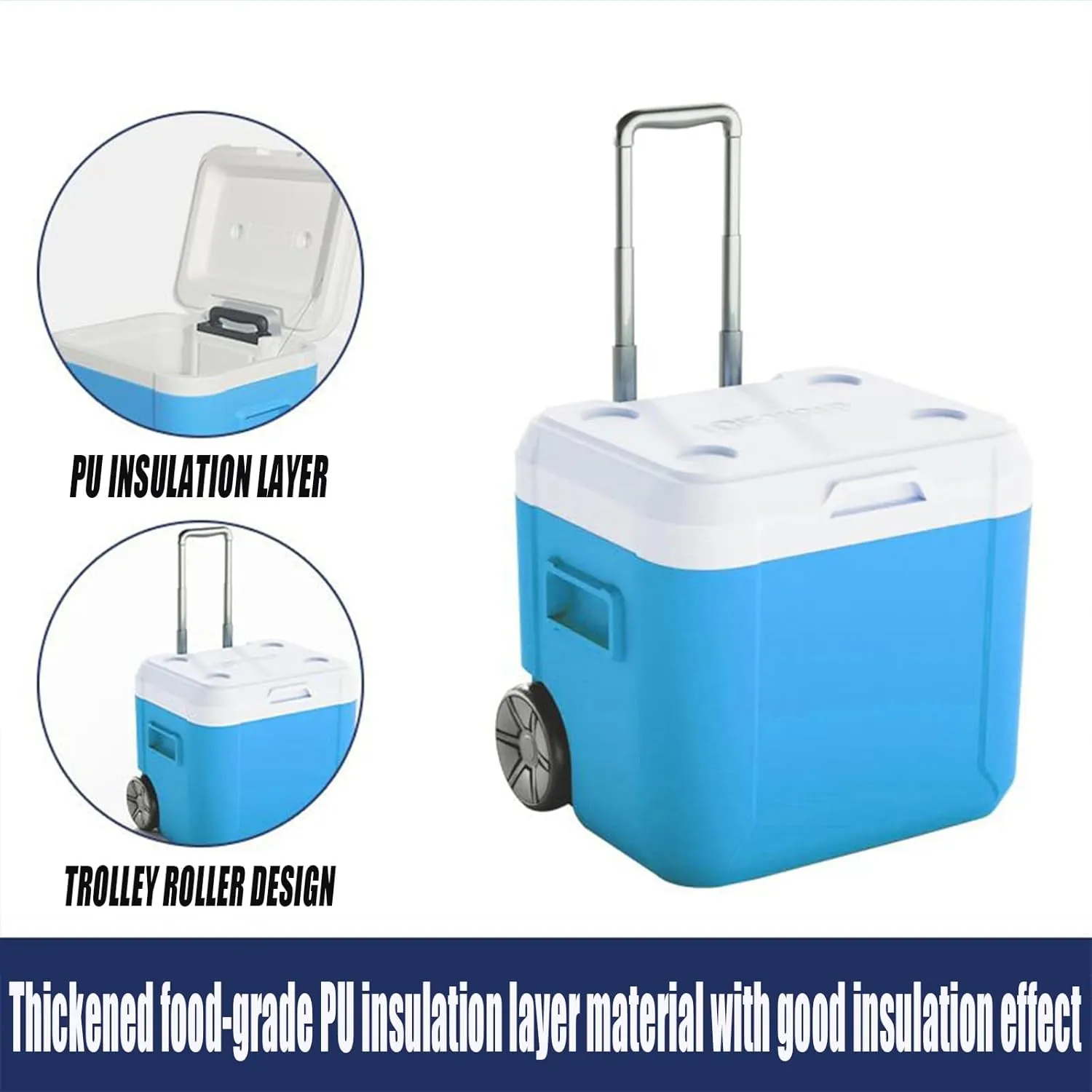 Car Camping Coolers for Toyota Avalon/RAV4/Camry/Prius/4 Runner, Leak Proof Cooler, Portable Lightweight Ice Chest Box, Compartments Waterproof Insulated Bag,A-Blue