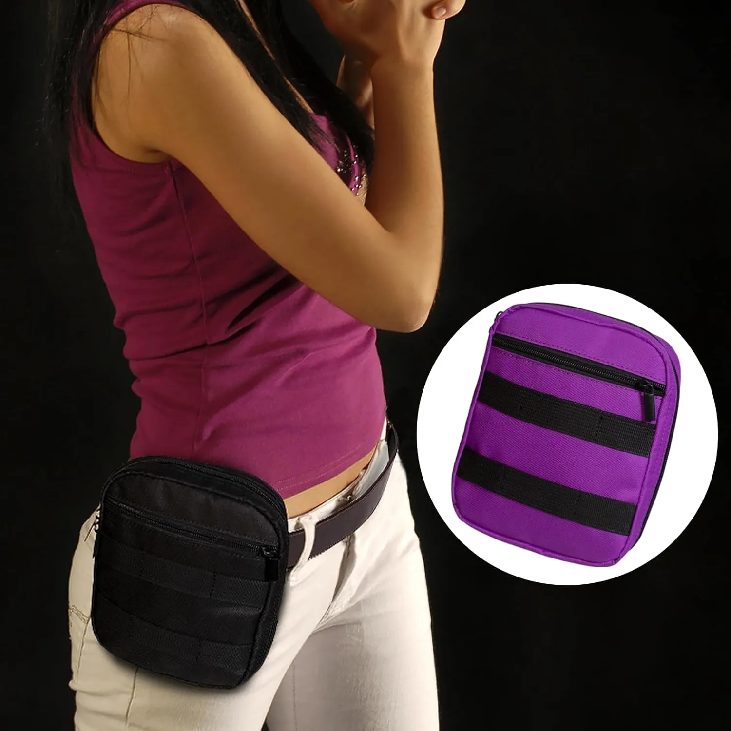 Carry Gun Pouch for Women Men Fanny Pack Pistol Case Soft Waist Bag for Handgun with Concealed Holster (Dark black)