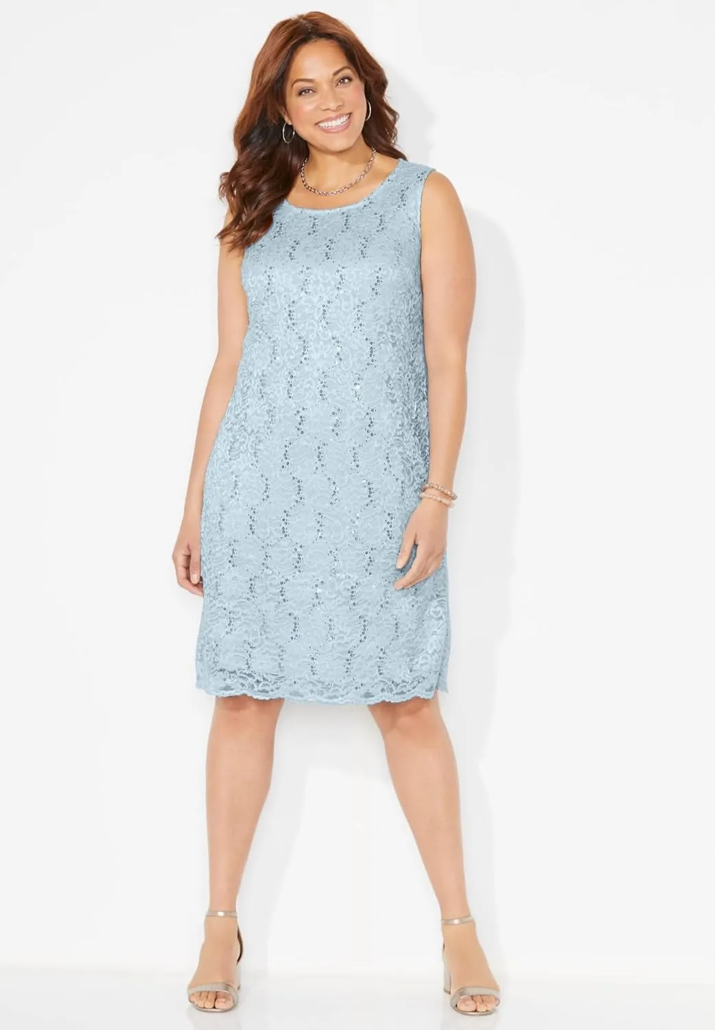 Catherines Women's Plus Size Sparkling Lace Jacket Dress