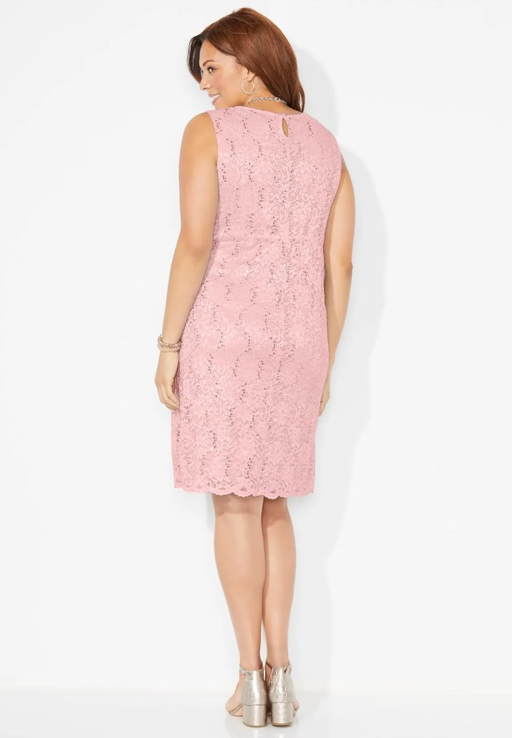 Catherines Women's Plus Size Sparkling Lace Jacket Dress