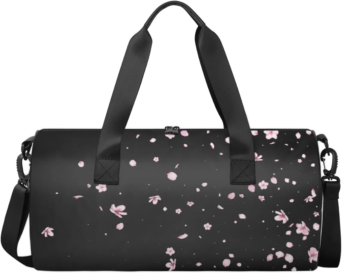 Cherry Blossoms Travel Duffel Bag Falling Petals Sports Gym Bag Men Women Sports Travel Luggage Bag 17.6”×9”×9 “ Duffel Bag Weekend Overnight Gym Bag Nvenient For Carrying
