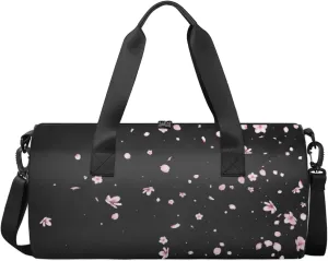 Cherry Blossoms Travel Duffel Bag Falling Petals Sports Gym Bag Men Women Sports Travel Luggage Bag 17.6”×9”×9 “ Duffel Bag Weekend Overnight Gym Bag Nvenient For Carrying