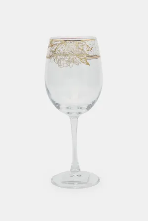Clear Floral Embellished Glass Goblet