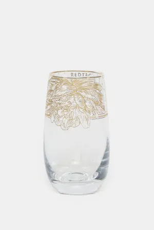 Clear Floral Embellished Glass Tumbler