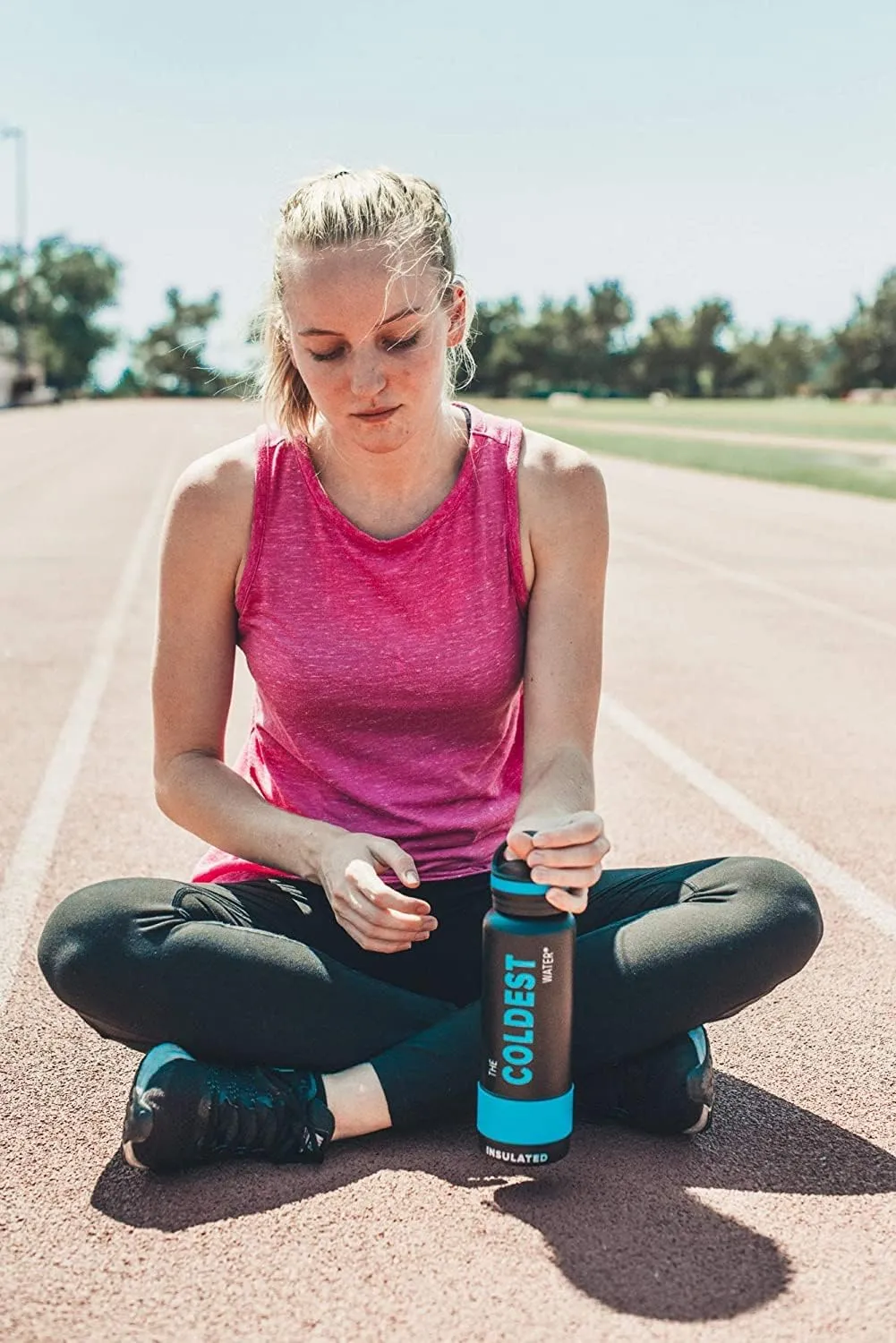 Coldest Insulated Water Bottle with Handle Lid | Leak Proof, Insulated Stainless Steel, Triple Walled, Sport Thermos Bottles, Metal Flask (‎Matte Black, 21 oz)