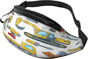 Construction Tools Machinery Fanny Pack, Crossbody Waist Packs for Women Men Waist Bags with Adjustable Strap for Travel Running Hiking Sport