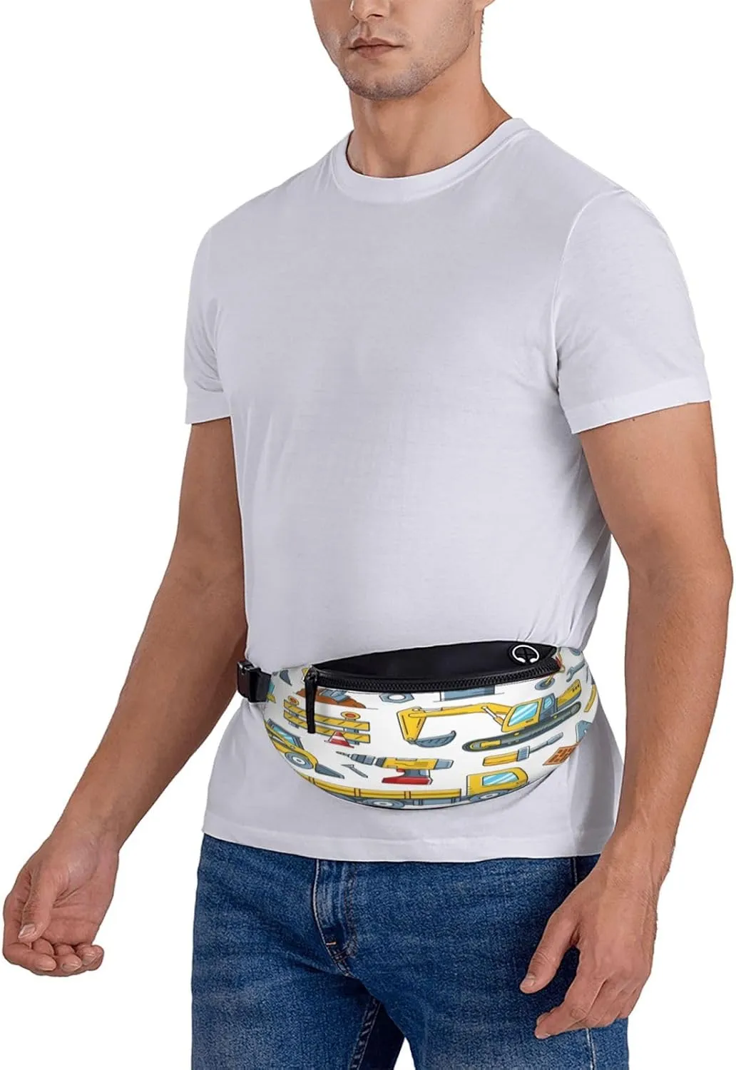 Construction Tools Machinery Fanny Pack, Crossbody Waist Packs for Women Men Waist Bags with Adjustable Strap for Travel Running Hiking Sport