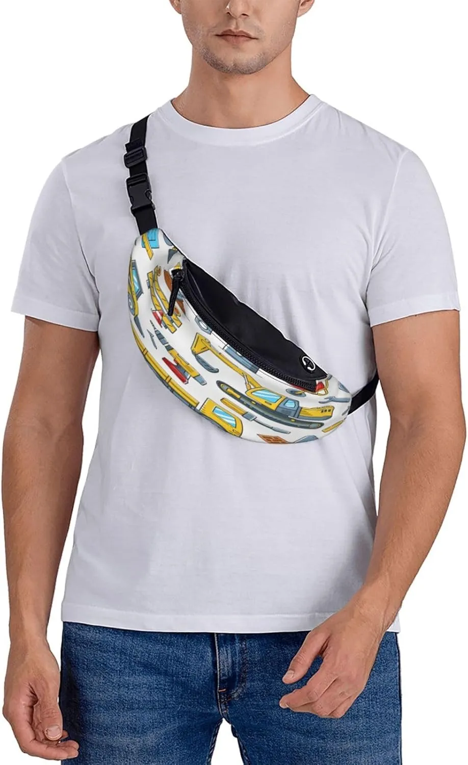 Construction Tools Machinery Fanny Pack, Crossbody Waist Packs for Women Men Waist Bags with Adjustable Strap for Travel Running Hiking Sport