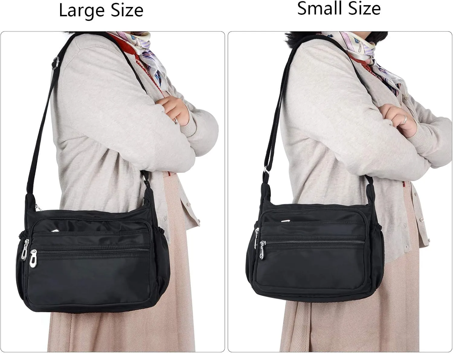 Crossbody Bag for Women Waterproof Shoulder Bag Lightweight Messenger Bag Casual Nylon Purse Handbag with Multi-Pocket