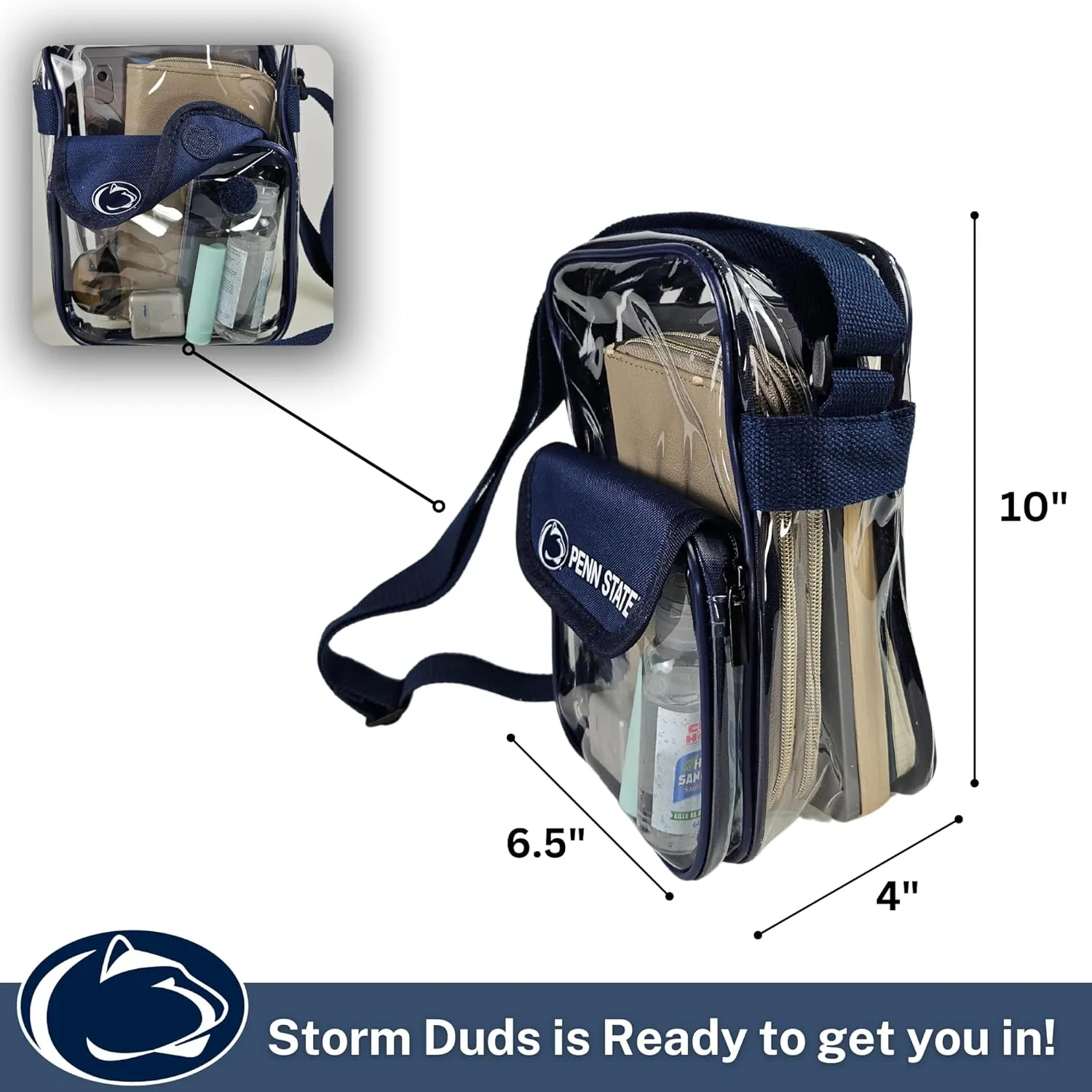 Crossbody Clear Bag 10 Inch Pouch for Valuables - Games, Graduations, Concerts – NCAA Stadium Approved