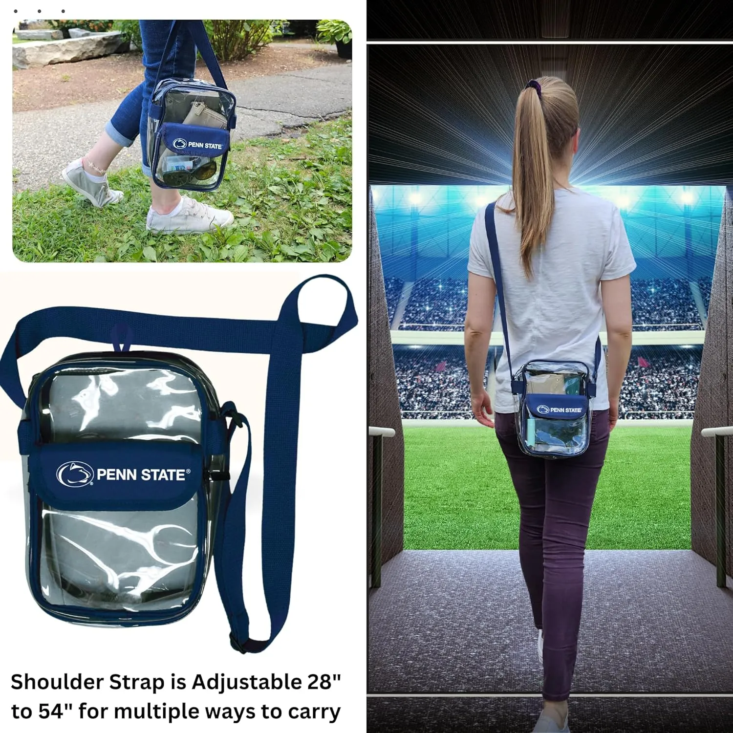 Crossbody Clear Bag 10 Inch Pouch for Valuables - Games, Graduations, Concerts – NCAA Stadium Approved