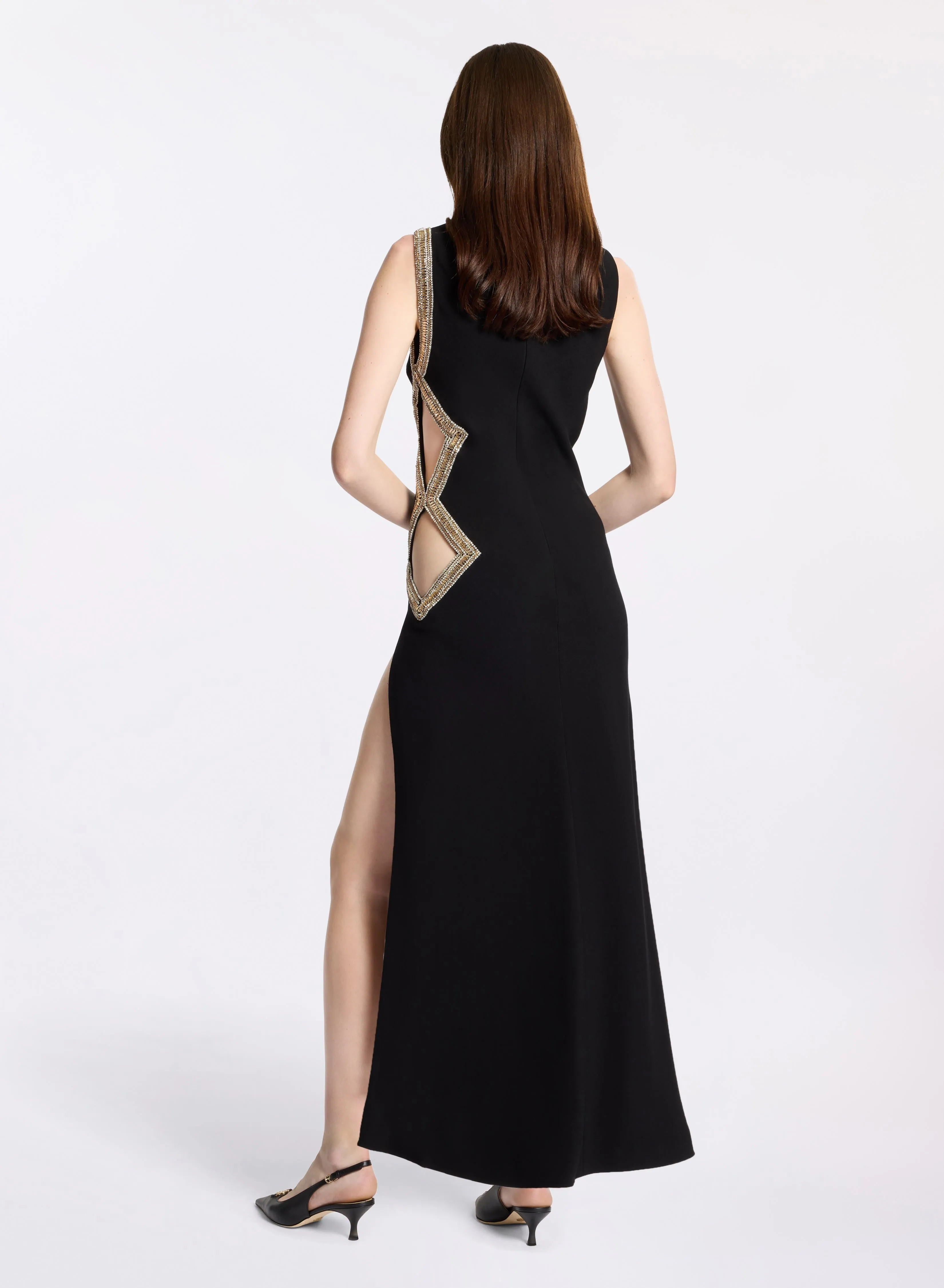 Crystal Embellished Cut-Out Dress