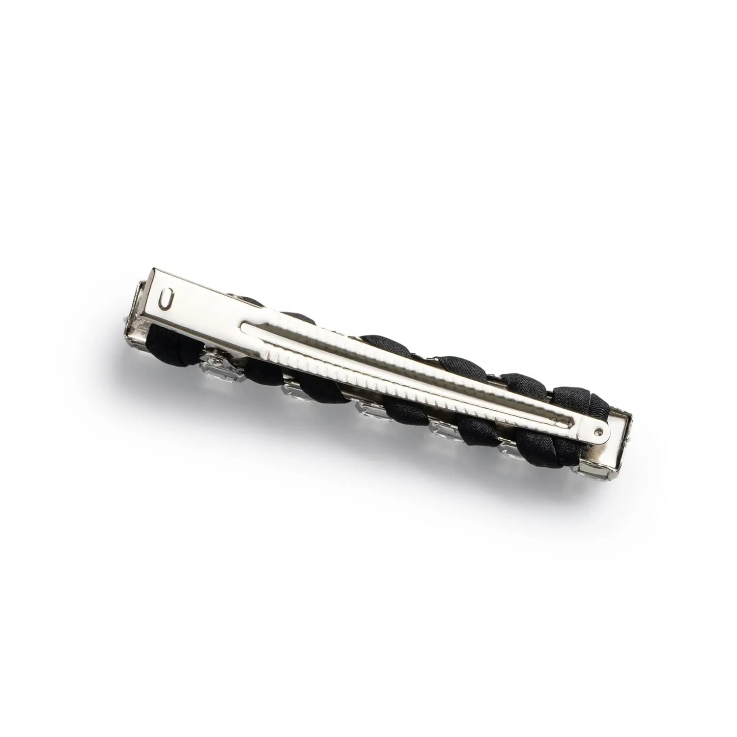 Crystal Satin Clip-Black| Satin Composition with Stunning All-Over Crystals & Secure Alligator Clip for Effortless Glam