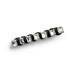 Crystal Satin Clip-Black| Satin Composition with Stunning All-Over Crystals & Secure Alligator Clip for Effortless Glam