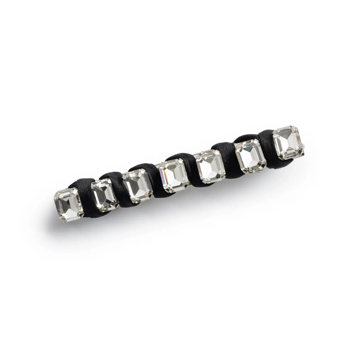 Crystal Satin Clip-Black| Satin Composition with Stunning All-Over Crystals & Secure Alligator Clip for Effortless Glam
